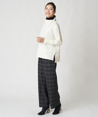 ［日本製］両面起毛チェックワイドストレートラメパンツ