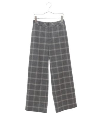 ［日本製］両面起毛チェックワイドストレートラメパンツ