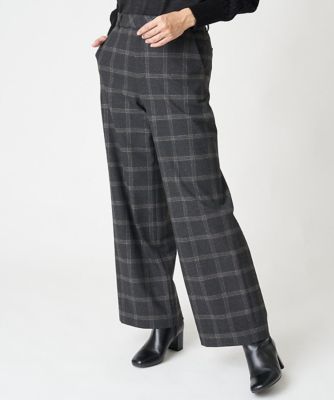 ［日本製］両面起毛チェックワイドストレートラメパンツ