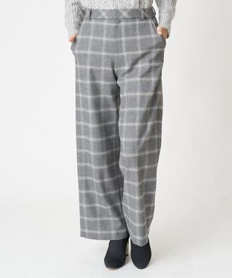 ［日本製］両面起毛チェックワイドストレートラメパンツ