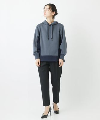 ［日本製］裏起毛センタープレスストレッチテーパードパンツ