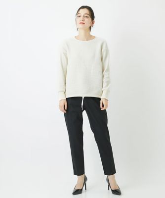 ［日本製］裏起毛センタープレスストレッチテーパードパンツ