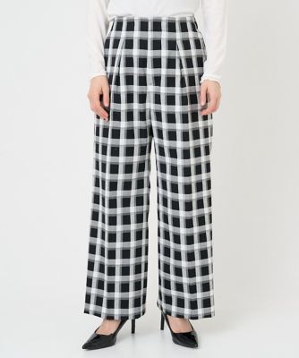 GEORGES RECH (Women/小さいサイズ)/ジョルジュレッシュ [日本製]ブロックチェックハイウエストタックワイドパンツ