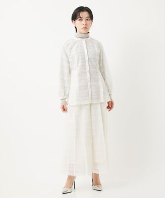 【セットアップ対応】幾何ボーダーレースプリーツワイドパンツ