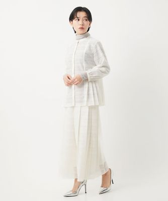 【セットアップ対応】幾何ボーダーレースプリーツワイドパンツ