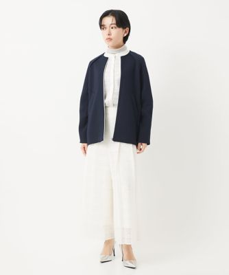 【セットアップ対応】幾何ボーダーレースプリーツワイドパンツ