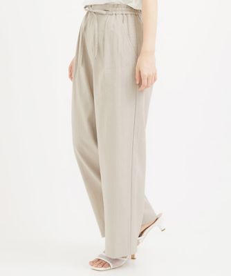 日本製／セットアップ対応］リネンピンストライプワイドパンツ