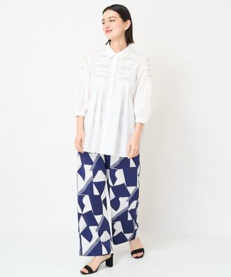 ［日本製］ジオメトリックストレートワイドパンツ
