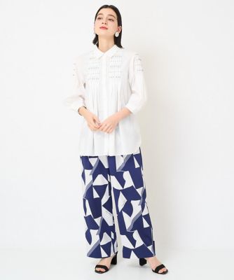 ［日本製］ジオメトリックストレートワイドパンツ