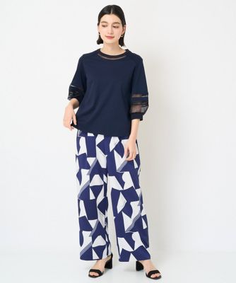 ［日本製］ジオメトリックストレートワイドパンツ