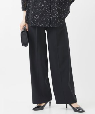 ［日本製］サテンラインワイドストレートパンツ
