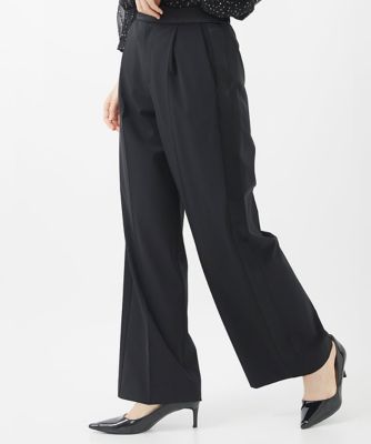 ［日本製］サテンラインワイドストレートパンツ
