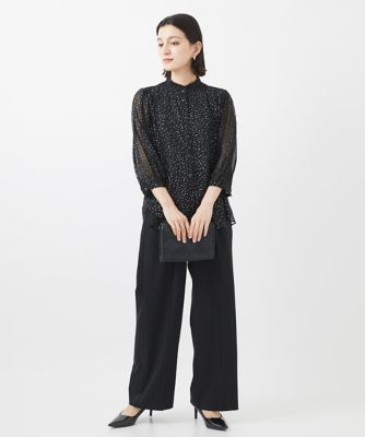 ［日本製］サテンラインワイドストレートパンツ