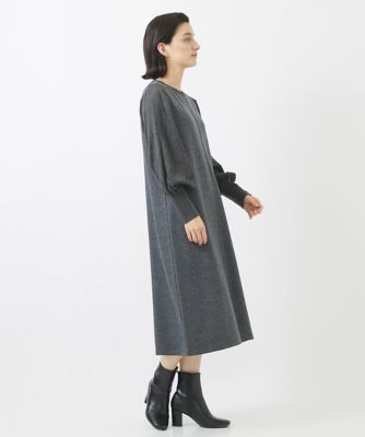 ウールスムースジャージーボリュームスリーブワンピース | GEORGES