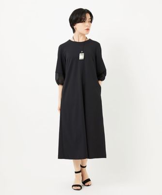 ＜GEORGES RECH (Women/小さいサイズ)＞［日本製］ストレッチランタンスリーブナローワンピース