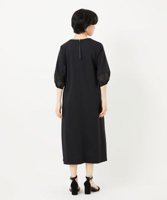 ［接触冷感］　［日本製］ストレッチランタンスリーブナローワンピース