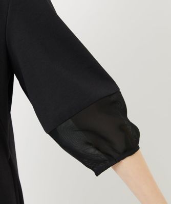 ［接触冷感］　［日本製］ストレッチランタンスリーブナローワンピース