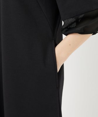 ［接触冷感］　［日本製］ストレッチランタンスリーブナローワンピース