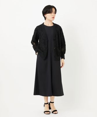 ［接触冷感］　［日本製］ストレッチランタンスリーブナローワンピース