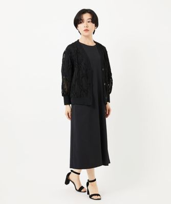 ［接触冷感］　［日本製］ストレッチランタンスリーブナローワンピース