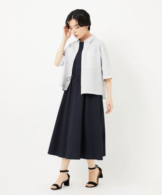 ［接触冷感］　［日本製］ストレッチランタンスリーブナローワンピース