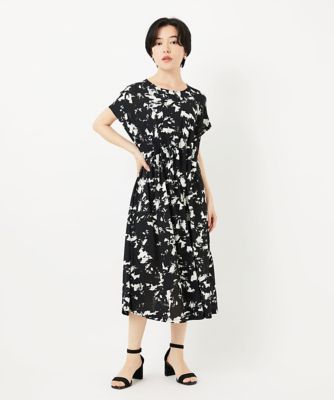 GEORGES RECH (Women/小さいサイズ)/ジョルジュレッシュ ［日本製］ブラッシュパターンフレンチスリーブワンピース