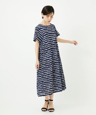 ＜GEORGES RECH (Women/小さいサイズ)＞［日本製］ランダムボーダーＡラインジャージーワンピース