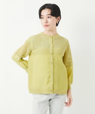 【SALE】GEORGES RECH (Women/小さいサイズ)/ジョルジュレッシュ ソフトローン透かし編カーディガン イエロー25 トップス【三越伊勢丹/公式】