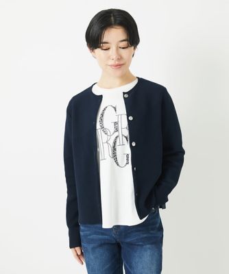 ［アンサンブル対応］ガーター編クルーネックカーディガン