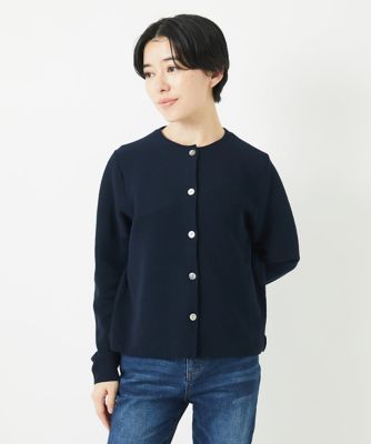 ［アンサンブル対応］ガーター編クルーネックカーディガン