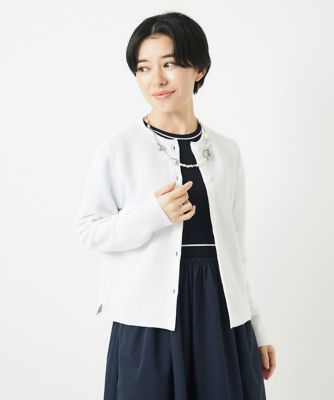 ［アンサンブル対応］ガーター編クルーネックカーディガン