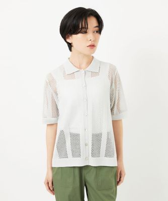 GEORGES RECH (Women/小さいサイズ)/ジョルジュレッシュ ラメ襟付きシアーメッシュニット羽織