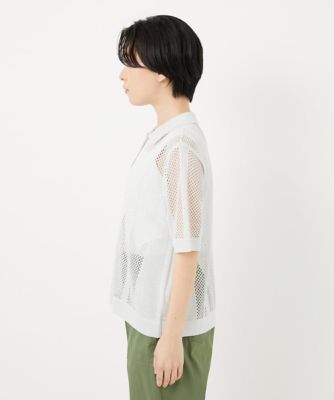 ラメ襟付きシアーメッシュニット羽織
