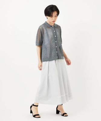 ラメ襟付きシアーメッシュニット羽織