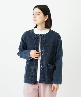 ＜GEORGES RECH (Women/小さいサイズ)＞［セットアップ対応］ノーカラージャジーデニムジャケット