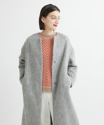＜GEORGES RECH (Women/小さいサイズ)＞モヘヤシャギースリットネックロングコート