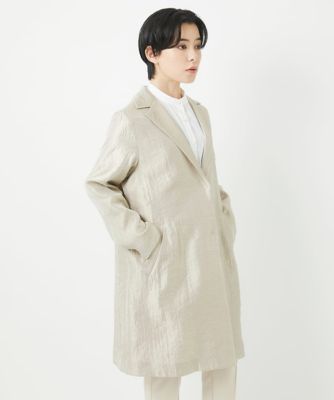 メタリックツイルロングコート