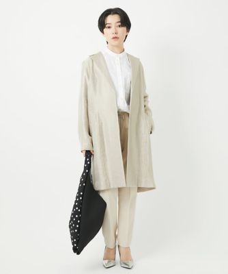 メタリックツイルロングコート