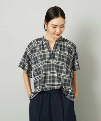 小さいサイズ］［セットアップ対応］ギャザーブラウス シアーチェック