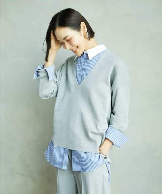 ＜MICHELKLEIN(Women/小さいサイズ)＞［小さいサイズ］［２ＷＡＹ］クレリックオーバーサイズストライプシャツ