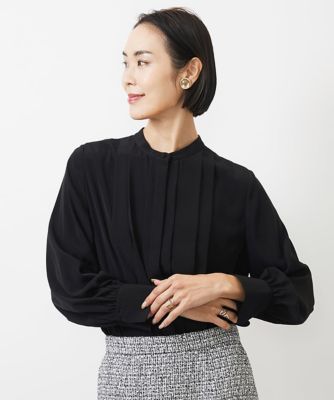 【SALE】MICHELKLEIN(Women/小さいサイズ)/ミッシェルクラン [小さいサイズ]バンドカラータックブラウス ブラック94 トップス【三越伊勢丹/公式】