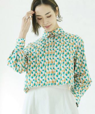 ＜MICHELKLEIN(Women/小さいサイズ)＞［小さいサイズ］マルチキカプリントシャツブラウス（オリジナルプリント）