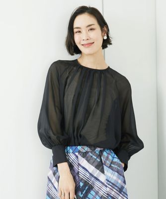 ［小さいサイズ］ボリュームスリーブシアーブラウス