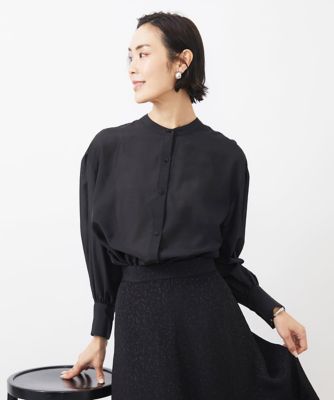 【SALE】MICHELKLEIN(Women/小さいサイズ)/ミッシェルクラン [小さいサイズ]シアーボリュームスリーブブラウス ブラック94 トップス【三越伊勢丹/公式】