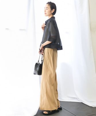 ［小さいサイズ］ボックスシルエットハーフスリーブシアーシャツ