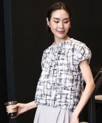 ＜MICHELKLEIN(Women/小さいサイズ)＞［小さいサイズ］かすれチェック柄ノースリーブプルオーバー（セットアップ対応）