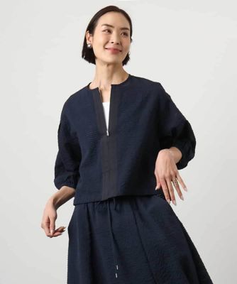 小さいサイズ］［セットアップ対応］ワッフルノーカラーブルゾン