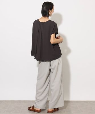[セットアップ対応]楊柳Vネックデザインブラウス MICHEL KLEIN｜[セットアップ対応]楊柳Vネックデザインブラウス
