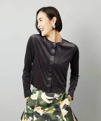 ミッシェルクラン（MICHEL ）/[小さいサイズ]シアーベロアクルーネックカーディガン 小さいサイズ］シアーベロアクルーネックカーディガン | MICHELKLEIN