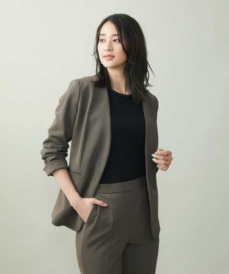 ＜MICHELKLEIN(Women/小さいサイズ)＞［小さいサイズ］ストレッチノーカラージャケット（セットアップ対応／総裏）